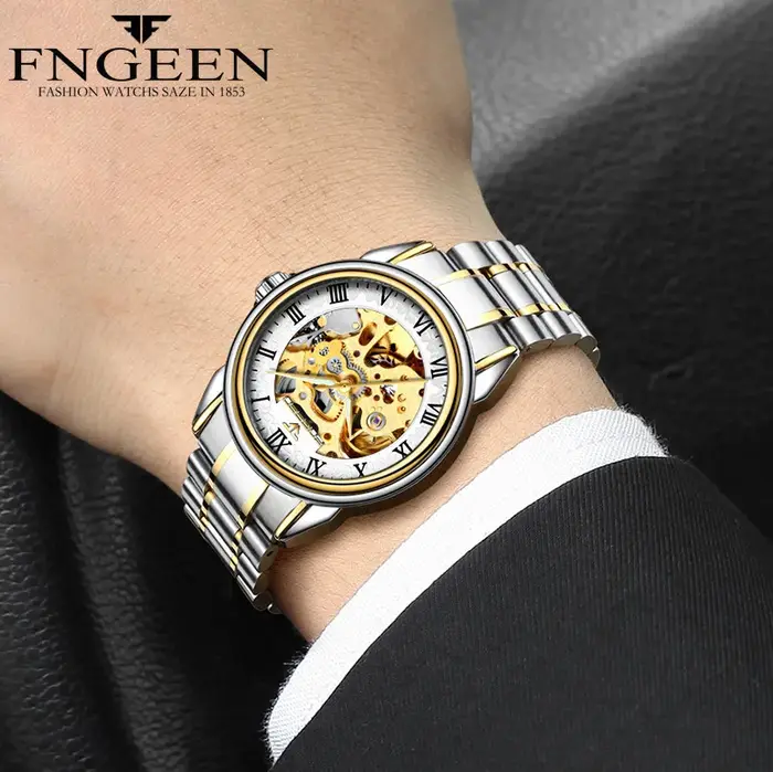 Montres mécaniques automatiques étanches pour hommes, horloge double face, creuse, marque de machines