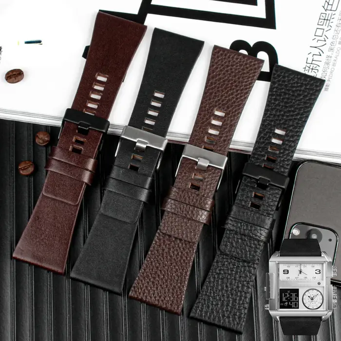 Bracelet de montre en cuir véritable haut de gamme pour montre Diesel