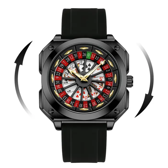 Nouvelle montre pour homme Roulette, style sport original, bracelet en silicone, lumière nocturne, m