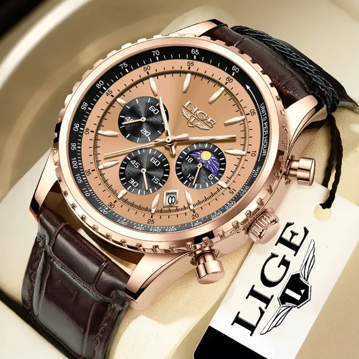 Relogio Masculino LIGE nouveaux hommes montre avec entièrement en acier étanche