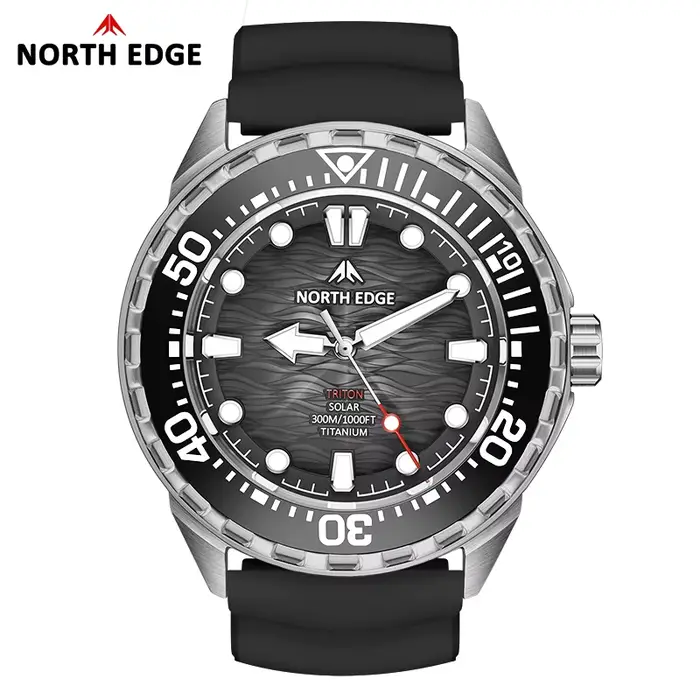 NORTH EDGE TRITON-Ti montre de plongée à énergie solaire boîtier en alliage de titane hommes montres