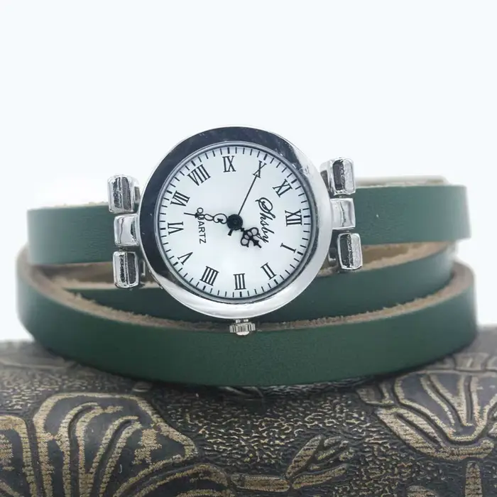 Shsby-Montre longue avec bracelet en cuir pour femme