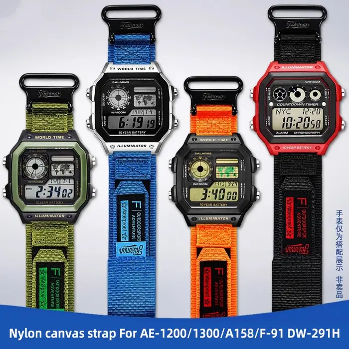 Bracelet en toile de Nylon de conception de boucle AE1200 pour montres Casio A158W/A168/W-216H/F-91/AE1300/1500/AE-1200