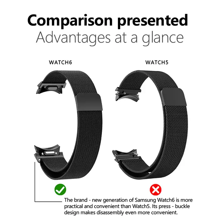 Bracelet en métal pour Samsung Galaxy Watch 5 6 7 40mm 44mm