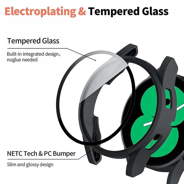Verre trempé + couvercle PC pour Samsung Galaxy Watch 8 7 4 5 6 44mm 40mm