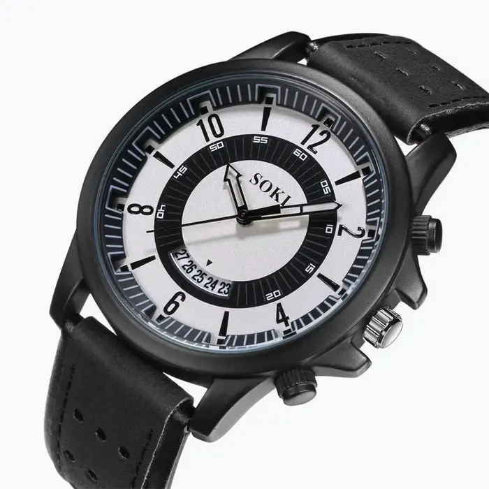 Montres-bracelets de sport avec bracelet en cuir pour hommes