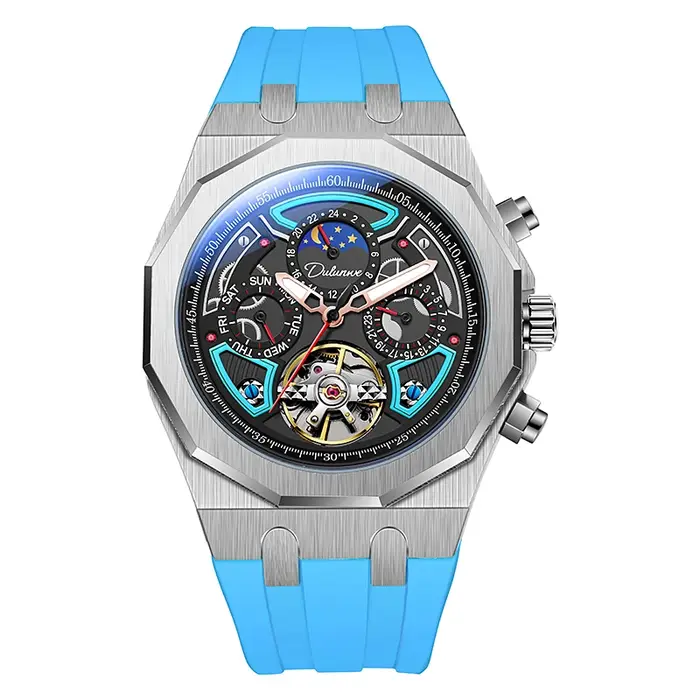 Montres de Sport de marque supérieure avec Tourbillon bracelet en caoutchouc en acier inoxydable cadran multifonction