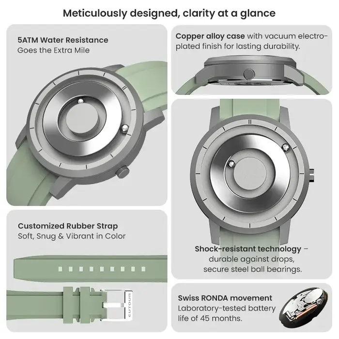 EUTOUR Stardard qualité aimant montre classique 5 ATM étanche E024 édition de mise à niveau
