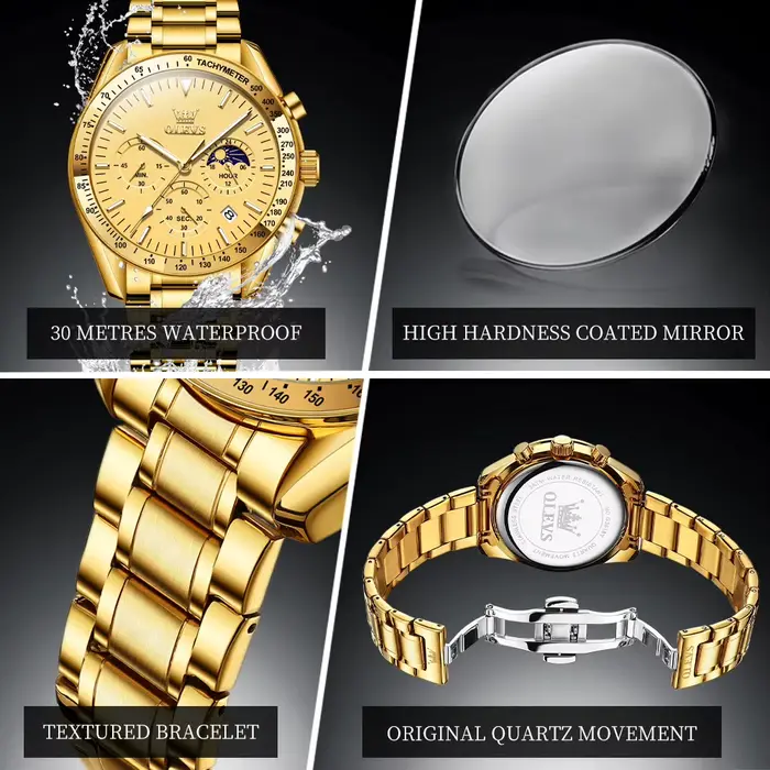 OLEVS 3618 montre pour hommes marque originale étanche lumineux Quartz montre-bracelet pour homme multifonctionnel chronographe avec boîte