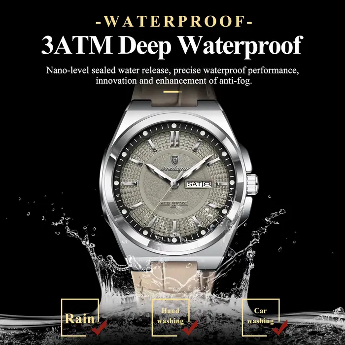 Montre homme POEDAGAR de haute qualité, étanche, lumineuse, avec date et jour, quartz, bracelet en c