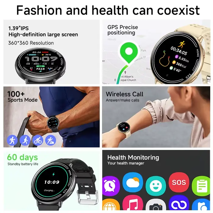 Montre intelligente construite GPS Bluetooth appel Sport de plein air IP68 étanche 100 + Mode