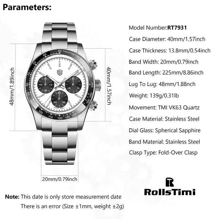Montre à quartz haut de gamme Rossitimi pour homme