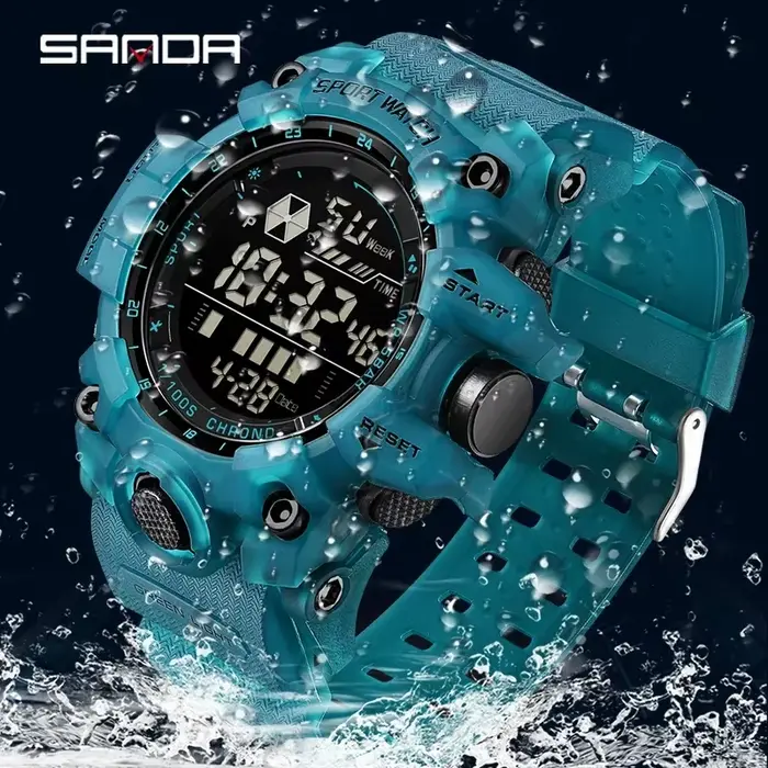 SANDA hommes montre de sport de plein air LED étanche analogique affichage numérique multifonction grand cadran montre-bracelet électronique G style mâle Cloc