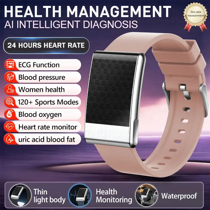 Bracelet Connecté Santé Femme 2026 Sans Écran, Bracelet Sport Étanche IP68, Moniteur ECG et Pression