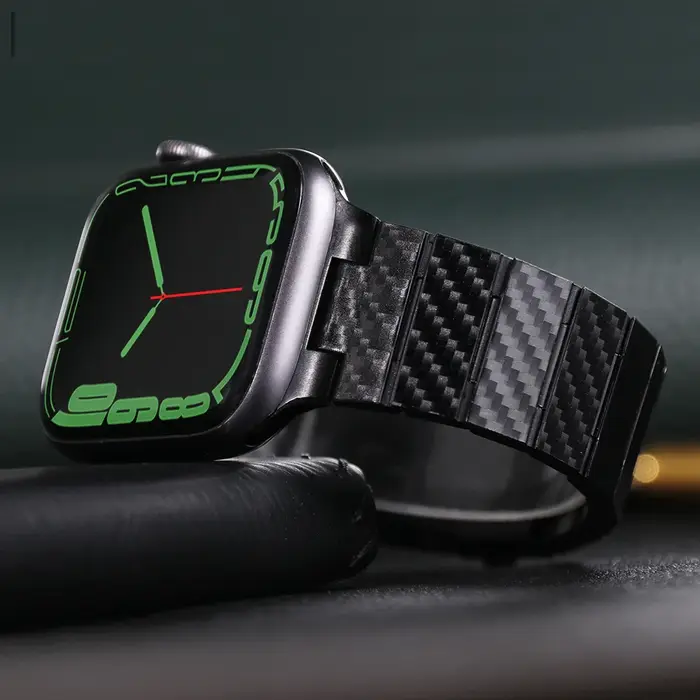 Bracelet en Fiber de carbone + étui pour Apple Watch 8 7 45mm 41mm