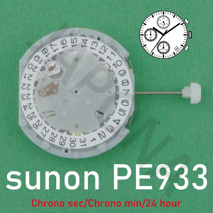 Sunon-Montre chronographe série PE933 Pe93, 6 aiguilles, date, émetteur-récepteur, chronomètre, 24 h