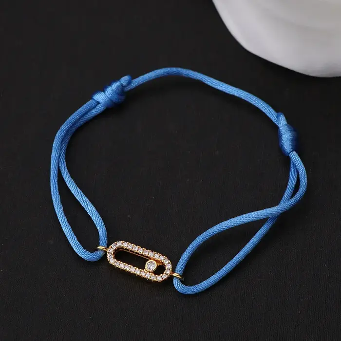 Bracelet en corde tressée avec zircon coulissant