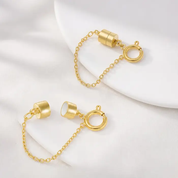 Lot de 5 fermoirs et attaches magnétiques pour bracelets avec chaîne de sécurité, convertisseur d'extension de bracelet anti-chute, fermoirs magnétiques pour bijoux DIY