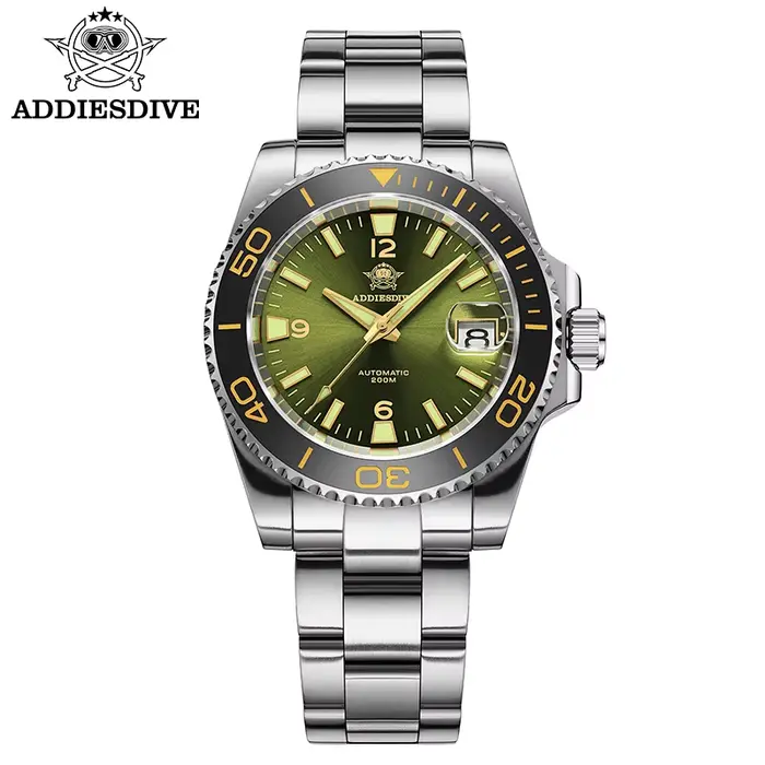 ADDIESDIVE nouvelle montre de plongée cadeau hommes 8215 automatique saphir AR revêtement verre céramique lunette étanche 200m lumineux en acier inoxydable St
