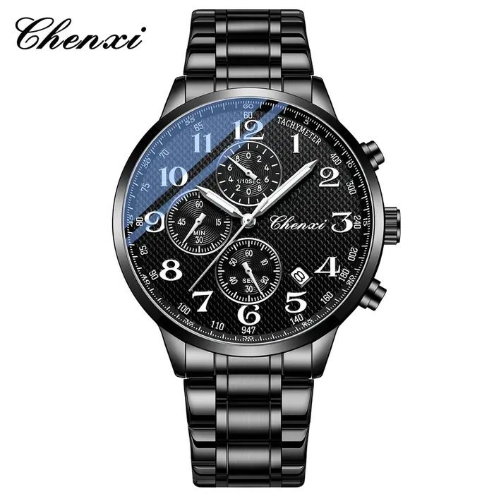 CHENXI montres pour hommes multi-fonctionnel Quartz homme montre calendrier lumineux chronographe