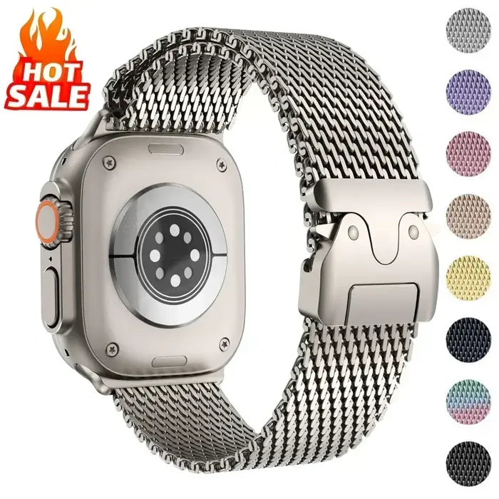 Bracelet à boucle milanaise pour Apple Watch Ultra 2 3 bandes 49mm 45mm 46mm 44mm 42mm 41mm 40mm