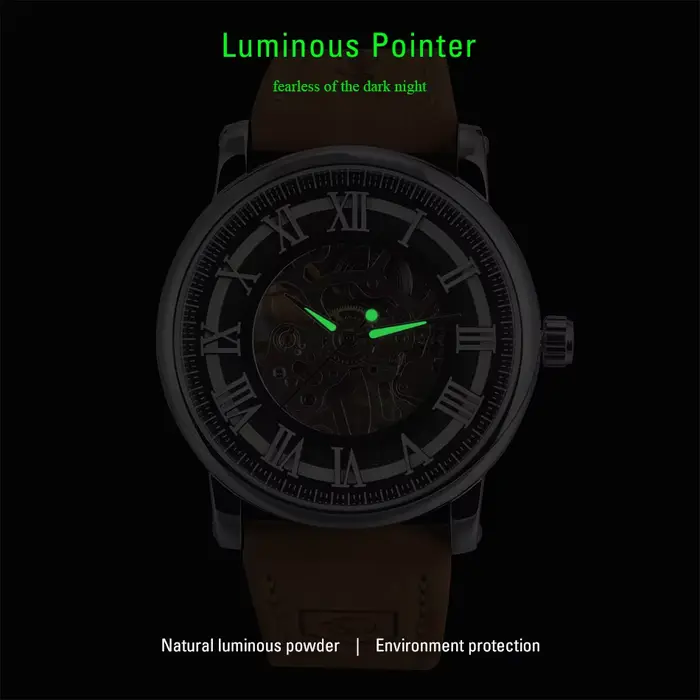 FORSINING Original acier squelette mécanique homme montre mouvement manuel horloge étanche en cuir de luxe Vintage hommes montres