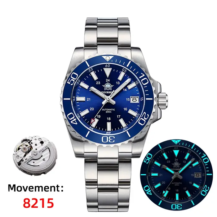 ADDIESDIVE montres mécaniques automatiques 8215 mouvement AD2504 20Bar étanche BGW9 montre en verre saphir Super lumineux pour hommes
