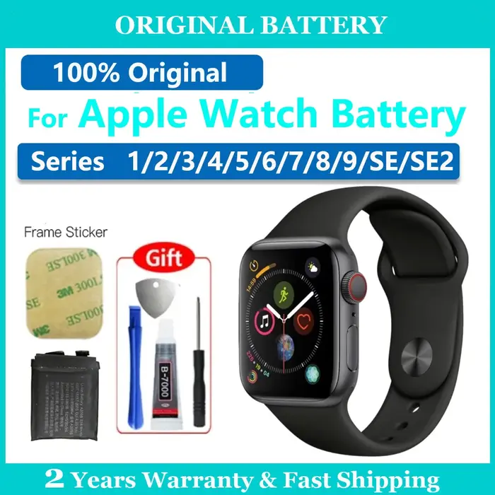 Batterie d'origine de remplacement pour Apple Watch série SE 1 2 3 4 5 6 7 8 iWatch S1 S2 S3 S4 S5 S6 S7 S8 GPS LTE 40/42/45MM Bateria