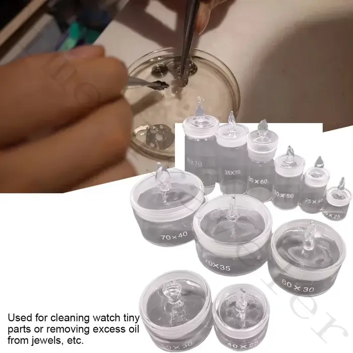 Pot de lavage en verre pour mouvements de montre