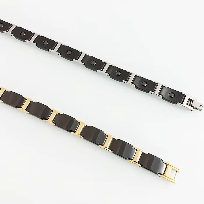 Bracelet magnétique en céramique et acier inoxydable pour homme