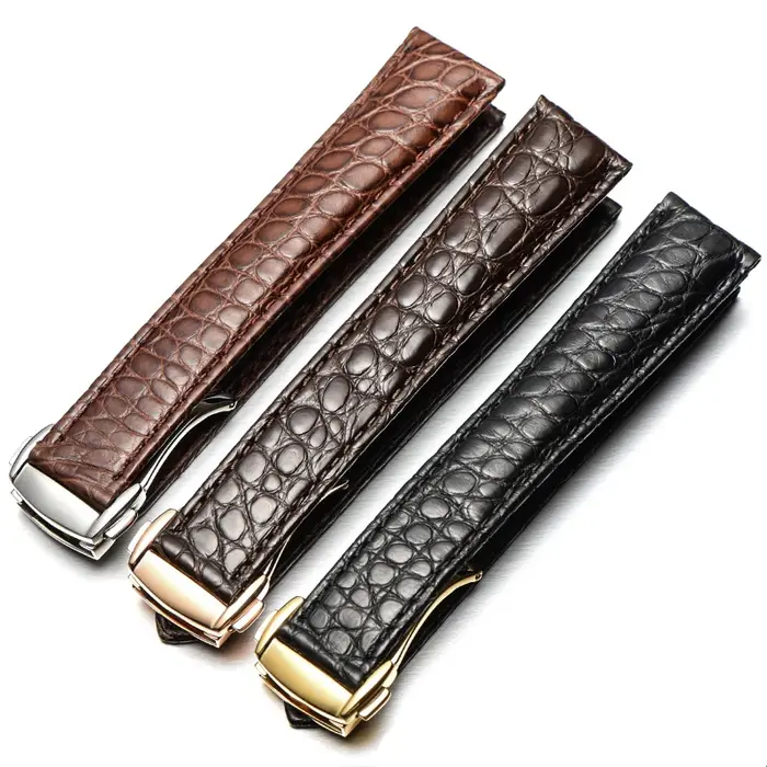 Bracelet de montre en cuir véritable de crocodile