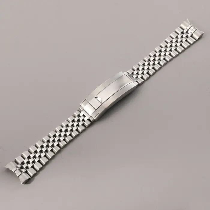 Bracelet Jubilee 20 mm en acier inoxydable 904L, extrémités courbées, fermoir à glissière solide à c