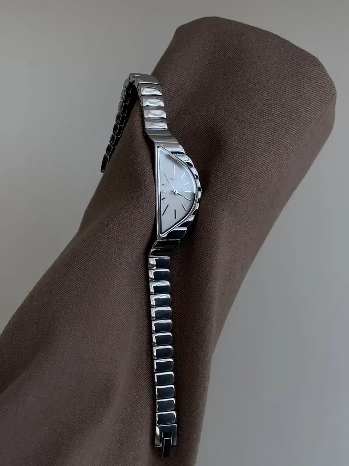 Montre à Quartz semi-circulaire Vintage en argent pour femmes