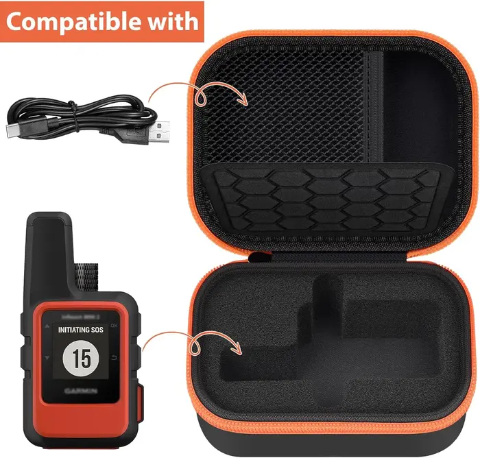 Étui de transport pour communicateur GPS Garmin inReach Mini 2 010-01879-00, étui rigide avec poche en filet pour la randonnée et le camping, étui uniquement