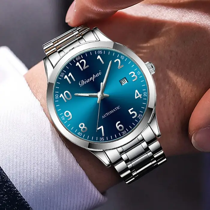 Dianpai nouvelle montre mécanique entièrement automatique originale en acier inoxydable minimaliste échelle numérique montre hommes étanche nuit lueur