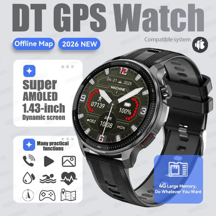 Nouvelle mémoire 4G GPS carte hors ligne Position montre intelligente intégré App marché jeu boussol