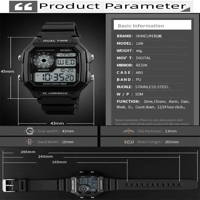 Montres-bracelets numériques étanches pour hommes