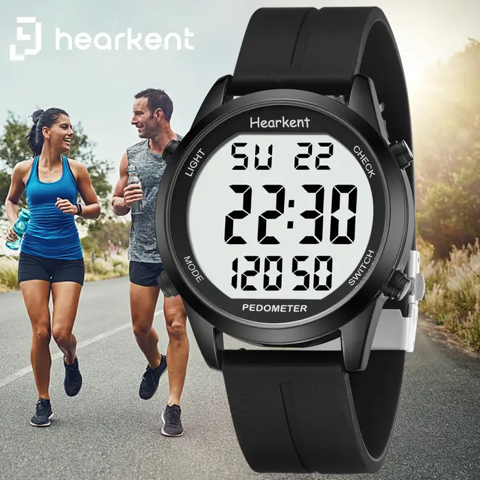 Hearkent podomètre montre hommes/femmes Sports de plein air montres étape compteur de calories rétro-éclairage LED pour traqueur de marche pas de Bluetooth