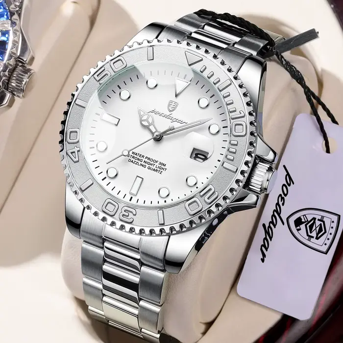 Montre-bracelet homme POEDAGAR, mode décontractée, étanche, lumineuse, date, montre homme élégante, 