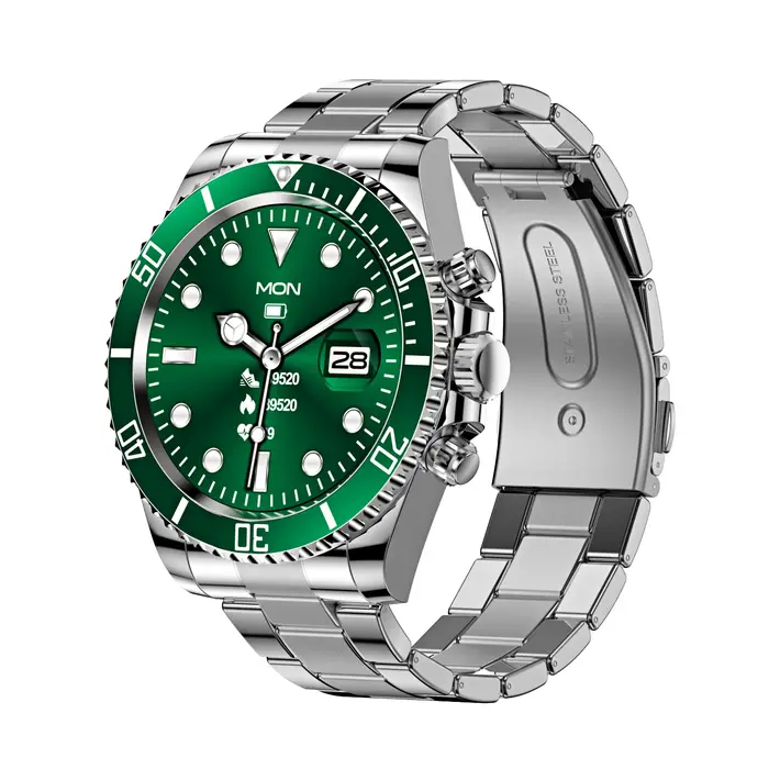 Montre connectée AW12 avec écran HD IPS de 1,3 pouces, boîtier entièrement en acier, modes sportifs multiples, alertes de messages, suivi de la santé