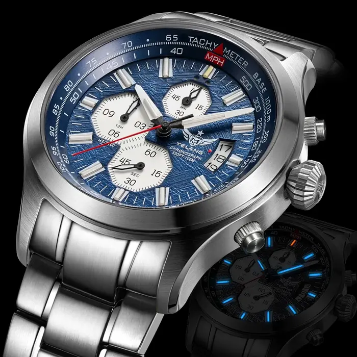 Montre à quartz pour homme Yelang V1029S, 42 mm, mouvement japonais OS10, acier inoxydable luminescent, étanche 10 bars, montres de sport