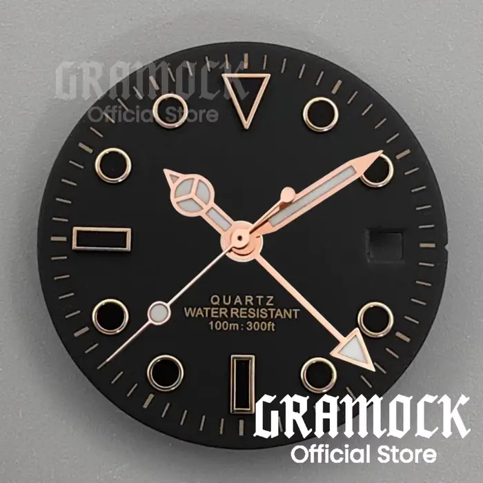 GRAMOCK hommes 29mm GMT 515 Quartz rose vert noir bleu cadran de montre avec quatre aiguilles