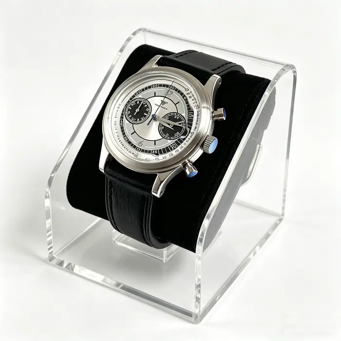 Montre rétro Tandorio pour hommes, 38mm, montre de Sport, mouvement Miyota OS20, chronographe, horloge à Quartz, cadran argenté, verre arqué à bulles