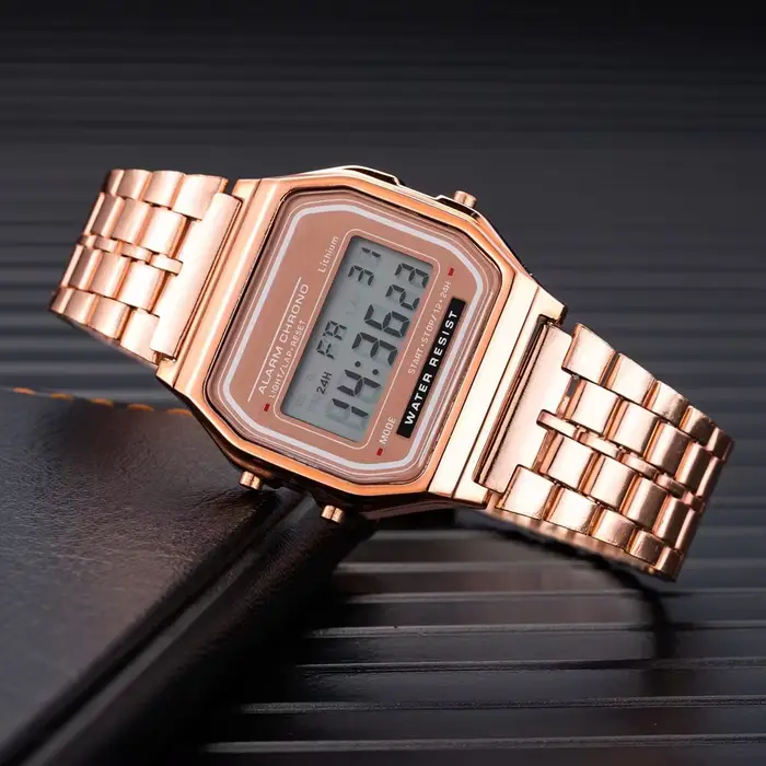 Montre électronique LED avec bande d'acier