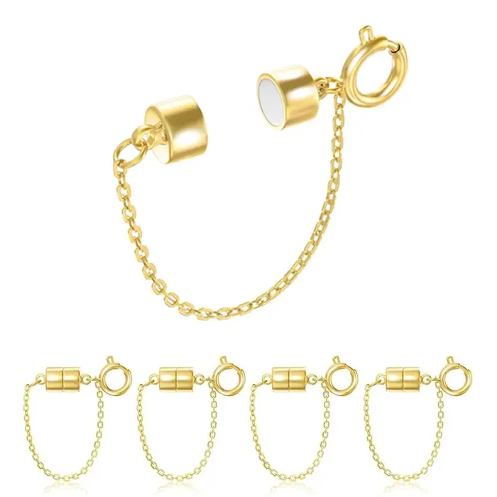 5 pièces de fermoirs et de boucles magnétiques pour bracelet avec chaîne de sécurité, jamais de chut