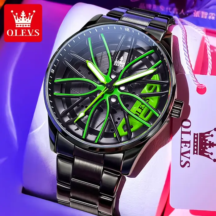 OLEVS Sport hommes montres mode Rotation roue cadran Style de rue étanche lumineux Original luxe montre à Quartz
