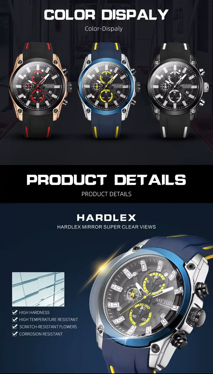 MEGIR montres pour hommes Top marque de luxe Sport militaire montre-bracelet chronographe lumineux Date montre à Quartz bracelet en Silicone mâle horloge