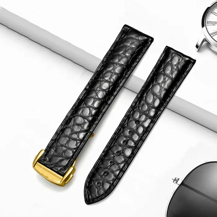 Bracelet de montre en cuir véritable de crocodile