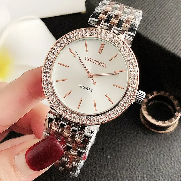 Reloj Mujer nouvelle montre en or pour femmes mode décontracté rond strass Quartz luxe dames montres Relogio Feminino
