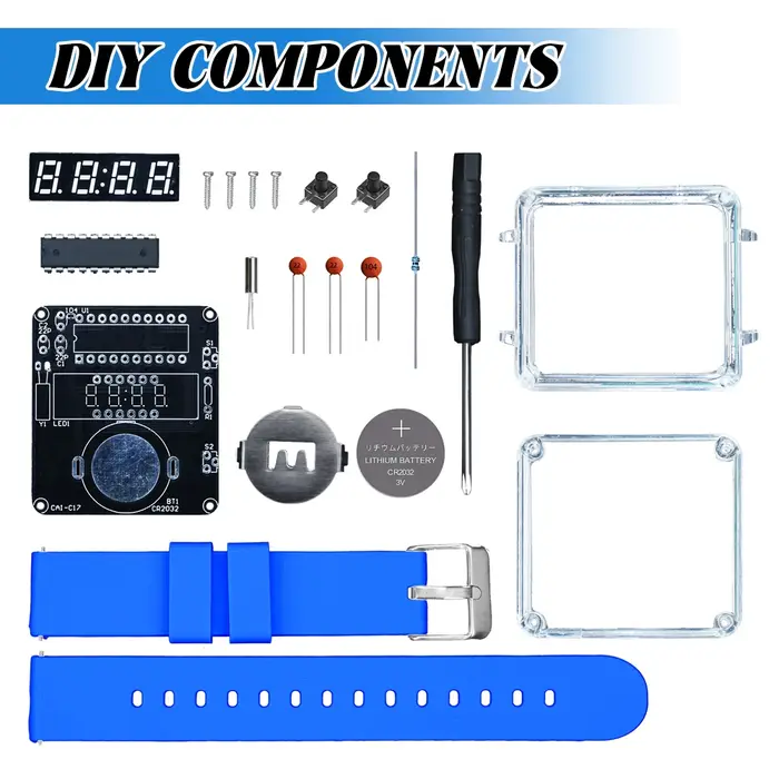 Kit de montre électronique à monter soi-même, affichage numérique LED créatif, boîtier Transparent 3V, soudage pratique, Kit de bricolage électronique